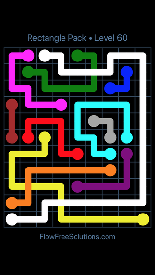 Solution and Answer to the Puzzle for Flow Free: Bridges Rectangle Pack Level 60