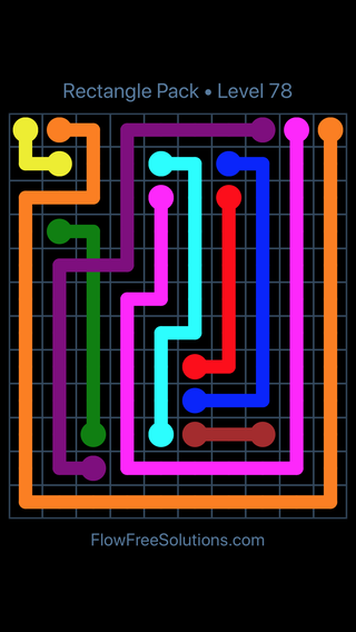 Solution and Answer to the Puzzle for Flow Free: Bridges Rectangle Pack Level 78