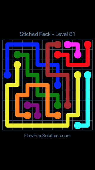 Solution and Answer to the Puzzle for Flow Free: Bridges Stitched Pack Level 81