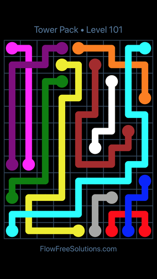 Solution and Answer to the Puzzle for Flow Free: Bridges Tower Pack Level 101