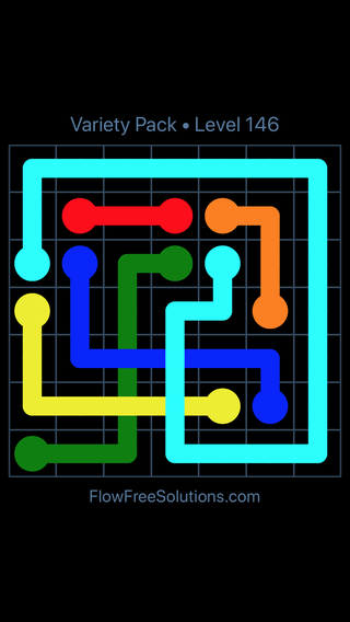 Solution and Answer to the Puzzle for Flow Free: Bridges Variety Pack Level 146