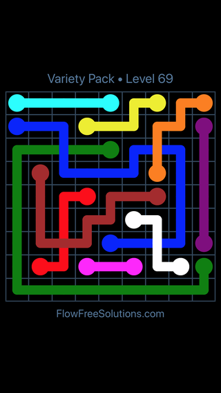 Solution and Answer to the Puzzle for Flow Free: Bridges Variety Pack Level 69