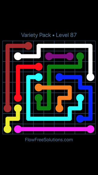 Solution and Answer to the Puzzle for Flow Free: Bridges Variety Pack Level 87