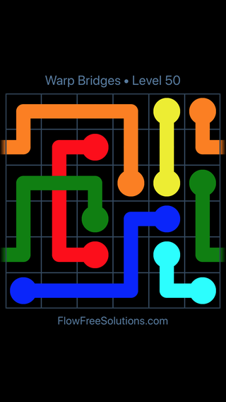 Solution and Answer to the Puzzle for Flow Free: Bridges Warps Sampler Level 50