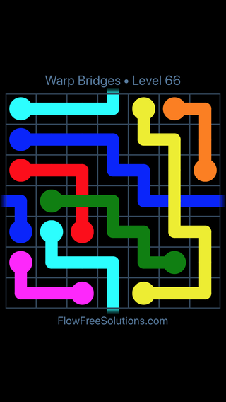 Solution and Answer to the Puzzle for Flow Free: Bridges Warps Sampler Level 66