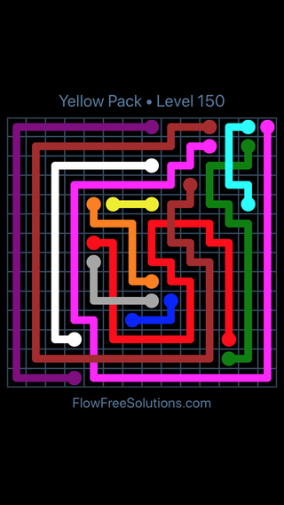 Solution and Answer to the Puzzle for Flow Free: Bridges Yellow Pack Level 30
