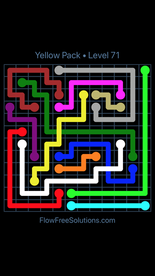 Solution and Answer to the Puzzle for Flow Free: Bridges Yellow Pack Level 11