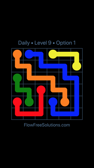 Solution and Answer to the Puzzle for Flow Date Monday, January 8, 2018 Level 9