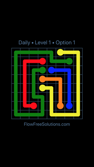 Solution and Answer to the Puzzle for Flow Date Saturday, June 18, 2016 Level 1