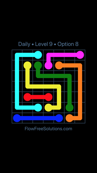 Solution and Answer to the Puzzle for Flow Date Wednesday, June 22, 2016 Level 9