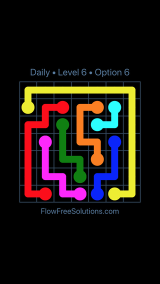 Solution and Answer to the Puzzle for Flow Date Saturday, April 2, 2016 Level 6