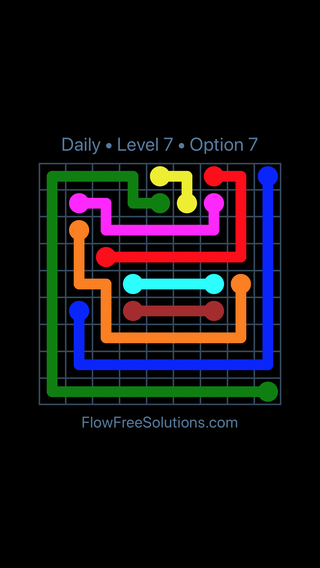 Solution and Answer to the Puzzle for Flow Date Monday, July 4, 2016 Level 7