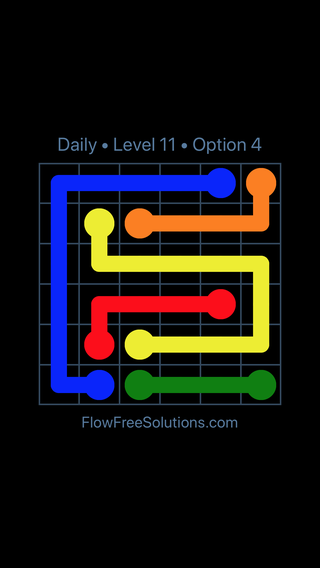 Solution and Answer to the Puzzle for Flow Date Monday, April 18, 2016 Level 11