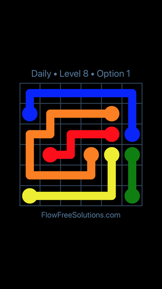 Solution and Answer to the Puzzle for Flow Date Monday, April 18, 2016 Level 8
