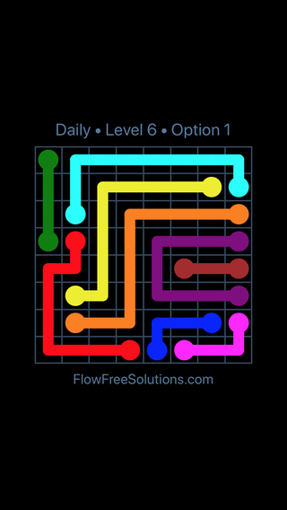 Solution and Answer to the Puzzle for Flow Date Monday, July 25, 2016 Level 6