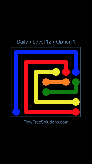 Solution and Answer to the Puzzle for Flow Date Thursday, January 12, 2017 Level 12