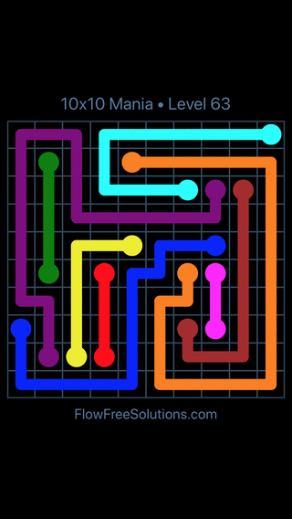 Flow Free 10x10 Mania 10 X 10 Level 63 Puzzle Solution and Answer ...