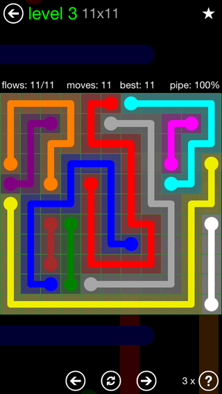 Solution and Answer to the Puzzle for Flow 11mania Pack Set 11x11 Level 3