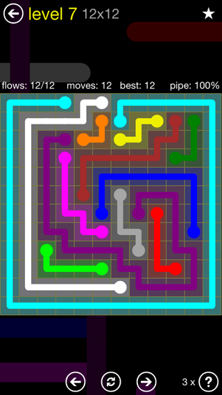 Solution and Answer to the Puzzle for Flow 12mania Pack Set 12x12 Level 7