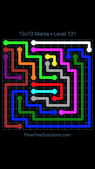 Solution and Answer to the Puzzle for Flow Free 13x13 Mania Level 131
