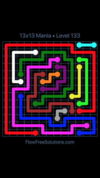 Solution and Answer to the Puzzle for Flow Free 13x13 Mania Level 133