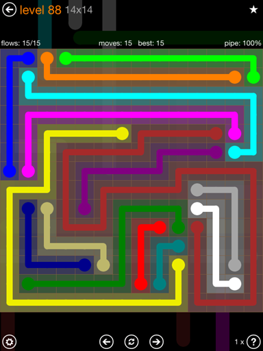 Solution and Answer to the Puzzle for Flow 14mania Pack Set 14x14 Level 88