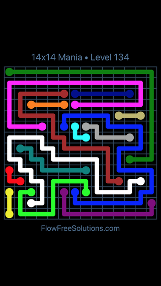 Solution and Answer to the Puzzle for Flow Free 14x14 Mania Level 134