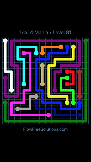 Solution and Answer to the Puzzle for Flow Free 14x14 Mania Level 81