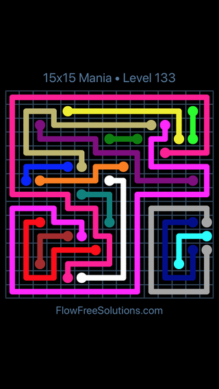 Solution and Answer to the Puzzle for Flow Free 15x15 Mania Level 133