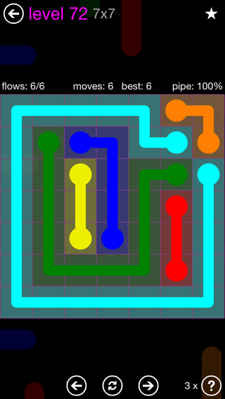 Solution and Answer to the Puzzle for Flow 7mania Pack Set 7x7 Level 72