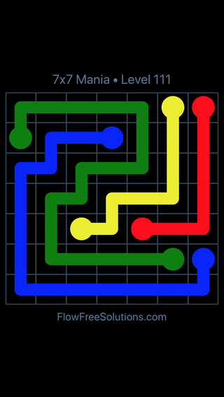 Solution and Answer to the Puzzle for Flow Free 7x7 Mania Level 111