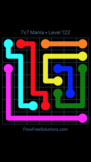 Solution and Answer to the Puzzle for Flow Free 7x7 Mania Level 122