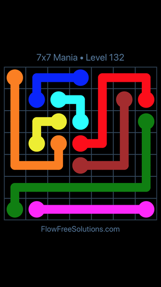Solution and Answer to the Puzzle for Flow Free 7x7 Mania Level 132