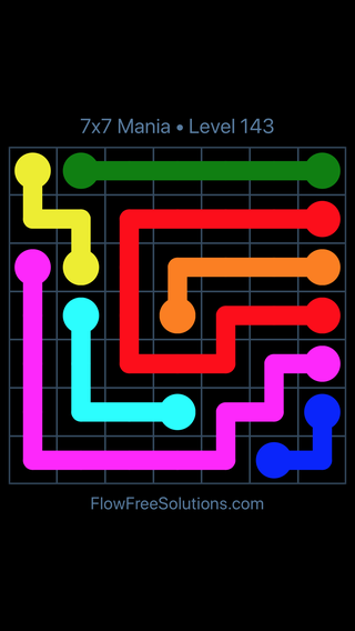 Solution and Answer to the Puzzle for Flow Free 7x7 Mania Level 143