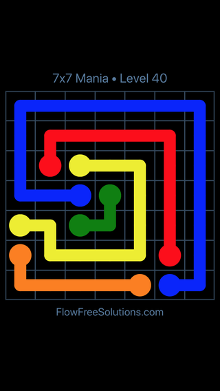 Solution and Answer to the Puzzle for Flow Free 7x7 Mania Level 40