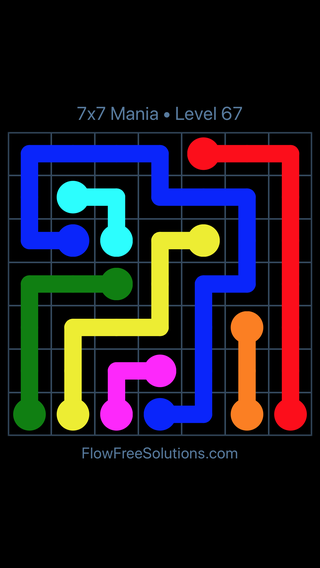 Solution and Answer to the Puzzle for Flow Free 7x7 Mania Level 67