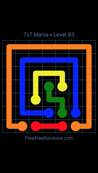 Solution and Answer to the Puzzle for Flow Free 7x7 Mania Level 83