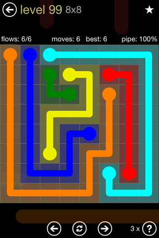 Solution and Answer to the Puzzle for Flow 8mania Pack Set 8x8 Level 99