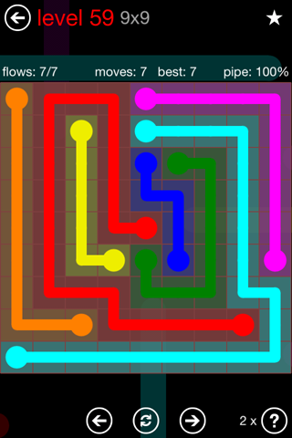 Solution and Answer to the Puzzle for Flow 9mania Pack Set 9x9 Level 59