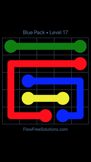 Solution and Answer to the Puzzle for Flow Free Blue Pack 5 X 5 Level 17