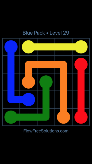 Solution and Answer to the Puzzle for Flow Free Blue Pack 5 X 5 Level 29