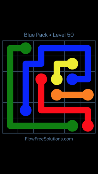 Solution and Answer to the Puzzle for Flow Free Blue Pack 6 X 6 Level 20