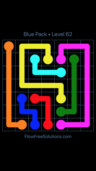 Solution and Answer to the Puzzle for Flow Free Blue Pack 7 X 7 Level 2