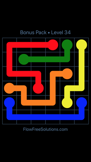 Solution and Answer to the Puzzle for Flow Free Bonus Pack Level 4