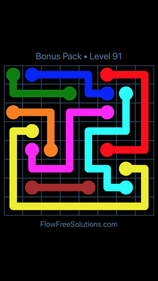 Solution and Answer to the Puzzle for Flow Free Bonus Pack Level 1