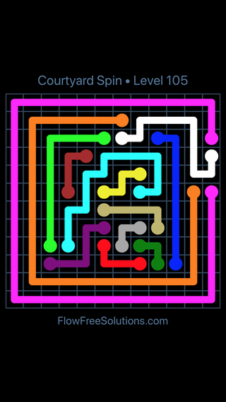 Solution and Answer to the Puzzle for Flow Free Courtyard Spin Level 105