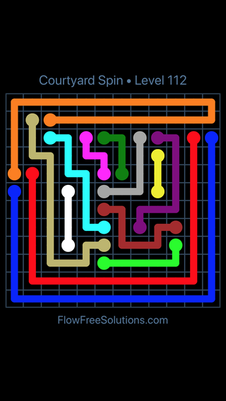 Solution and Answer to the Puzzle for Flow Free Courtyard Spin Level 112