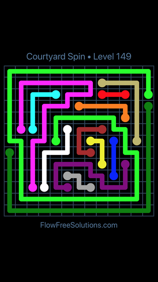 Solution and Answer to the Puzzle for Flow Free Courtyard Spin Level 149