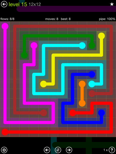 Solution and Answer to the Puzzle for Flow Extreme Pack Set 12x12 Level 15