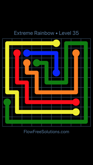 Solution and Answer to the Puzzle for Flow Free Extreme Rainbow Level 35
